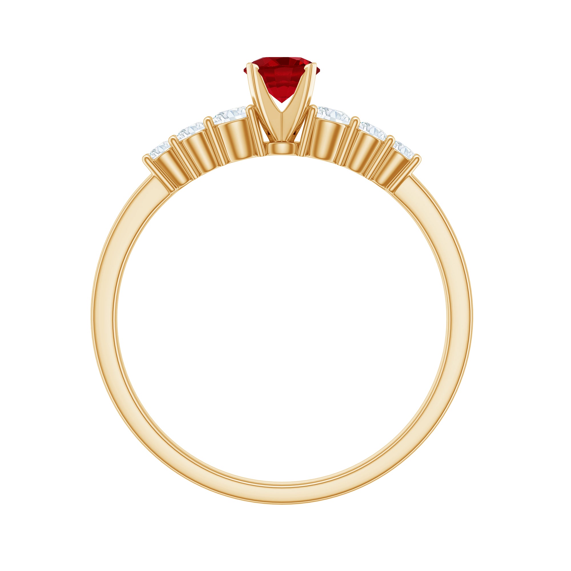 Graduated Style Lab-Lab Grown Ruby and Diamond Promise Ring Lab Created Ruby - ( AAAA ) - Quality - Rosec Jewels