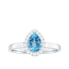 Teardrop Swiss Blue Topaz Ring with Diamond Accent Swiss Blue Topaz - ( AAA ) - Quality - Rosec Jewels