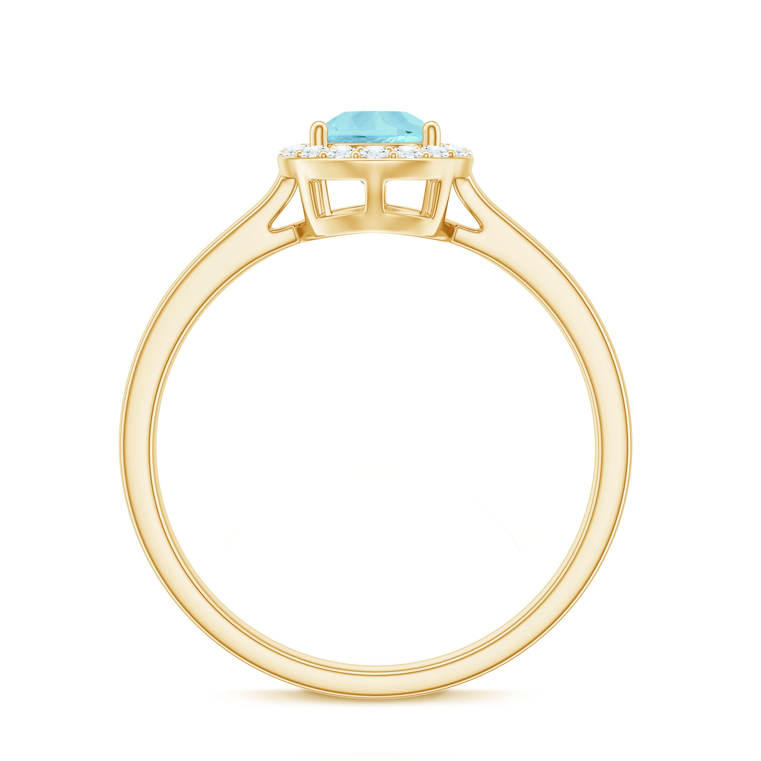 Teardrop Sky Blue Topaz Ring with Diamond Accent Sky Blue Topaz - ( AAA ) - Quality - Rosec Jewels