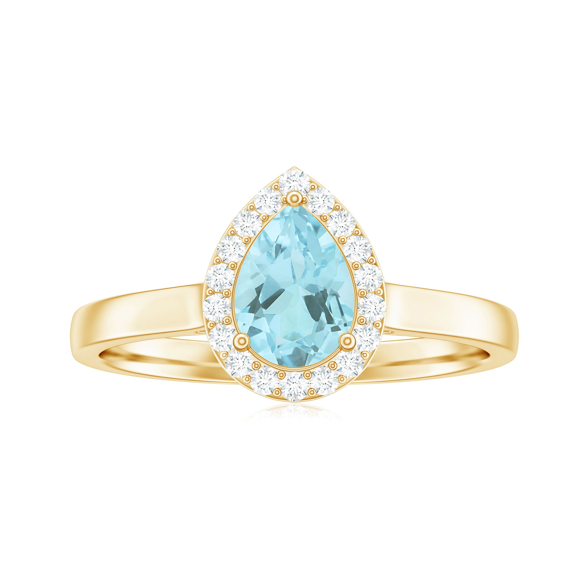 Teardrop Sky Blue Topaz Ring with Diamond Accent Sky Blue Topaz - ( AAA ) - Quality - Rosec Jewels