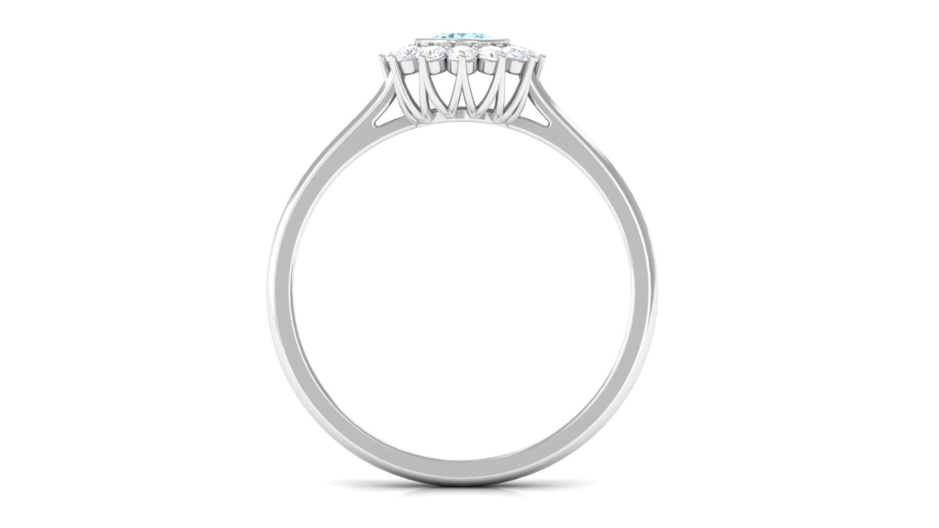 3/4 CT Minimal Aquamarine and Diamond Halo Promise Ring Aquamarine - ( AAA ) - Quality - Rosec Jewels