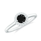 Black and White Diamond Floating Halo Engagement Ring Black Diamond - ( AAA ) - Quality - Rosec Jewels