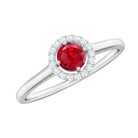 Elegant Lab Grown Ruby Promise Ring with Diamond Halo Lab Created Ruby - ( AAAA ) - Quality - Rosec Jewels