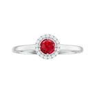 Elegant Lab Grown Ruby Promise Ring with Diamond Halo Lab Created Ruby - ( AAAA ) - Quality - Rosec Jewels