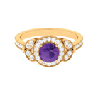 Vintage Inspired Amethyst and Moissanite Engagement Ring Amethyst - ( AAA ) - Quality - Rosec Jewels