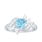 1.25 CT Aquamarine and Diamond Flower Cocktail Ring Aquamarine - ( AAA ) - Quality - Rosec Jewels