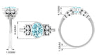 1.25 CT Oval Aquamarine Statement Engagement Ring with Diamond Aquamarine - ( AAA ) - Quality - Rosec Jewels