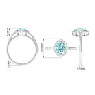 Aquamarine Oval Halo Engagement Ring with Diamond Aquamarine - ( AAA ) - Quality - Rosec Jewels