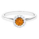 1 CT Citrine and Diamond Floating Halo Engagement Ring Citrine - ( AAA ) - Quality - Rosec Jewels