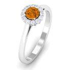 1 CT Citrine and Diamond Floating Halo Engagement Ring Citrine - ( AAA ) - Quality - Rosec Jewels