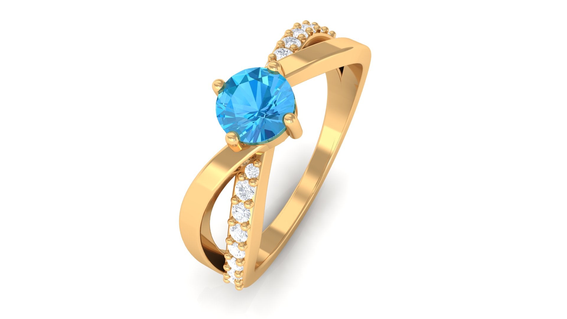 3/4 CT Swiss Blue Topaz Solitaire and Diamond Infinity Ring Swiss Blue Topaz - ( AAA ) - Quality - Rosec Jewels