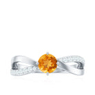 1/2 CT Citrine Solitaire and Diamond Infinity Ring Citrine - ( AAA ) - Quality - Rosec Jewels