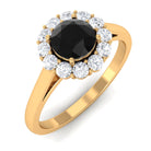 Black Diamond and Diamond Floating Halo Engagement Ring Black Diamond - ( AAA ) - Quality - Rosec Jewels