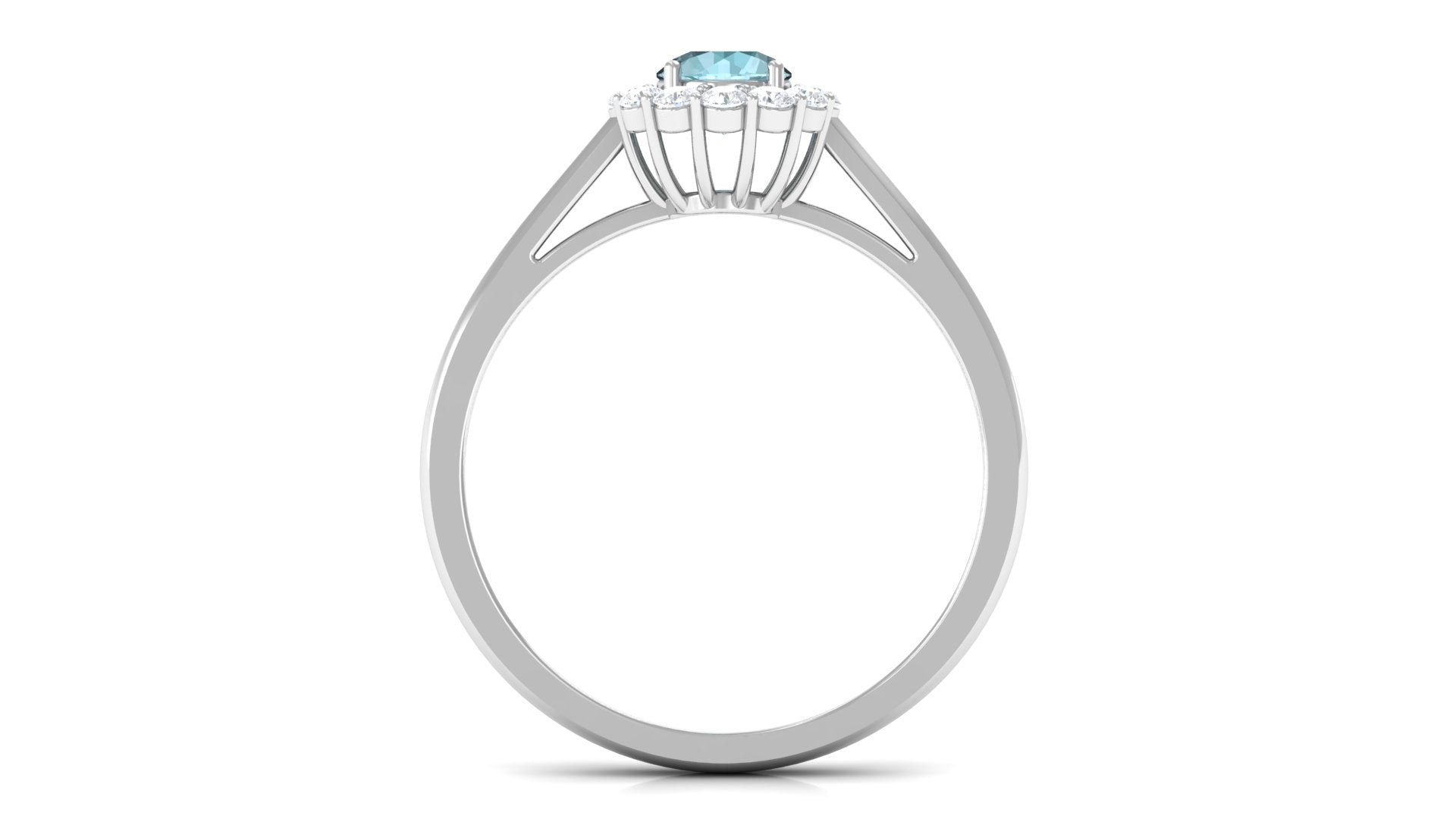 1 CT Sky Blue Topaz and Diamond Floating Halo Engagement Ring Sky Blue Topaz - ( AAA ) - Quality - Rosec Jewels