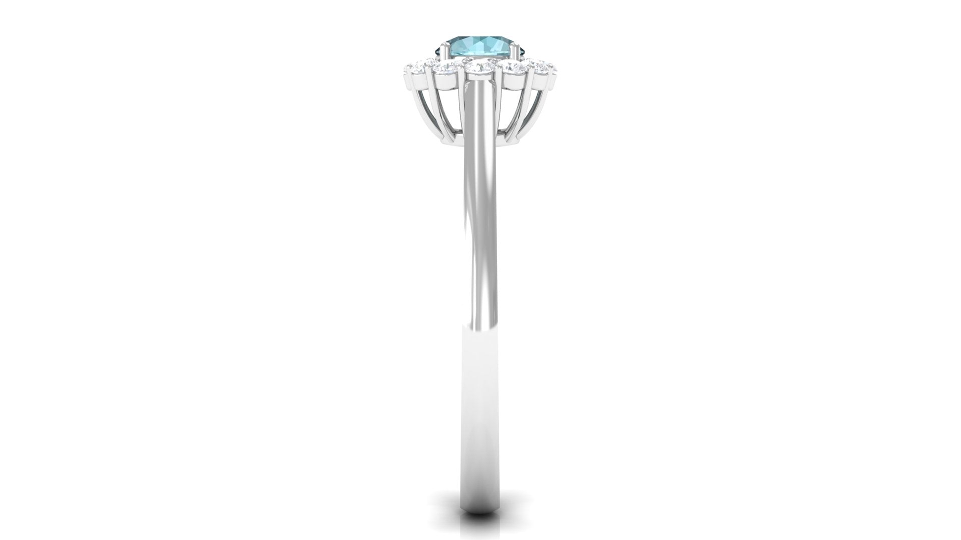 1 CT Sky Blue Topaz and Diamond Floating Halo Engagement Ring Sky Blue Topaz - ( AAA ) - Quality - Rosec Jewels