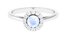 1 CT Moonstone and Diamond Floating Halo Engagement Ring Moonstone - ( AAA ) - Quality - Rosec Jewels