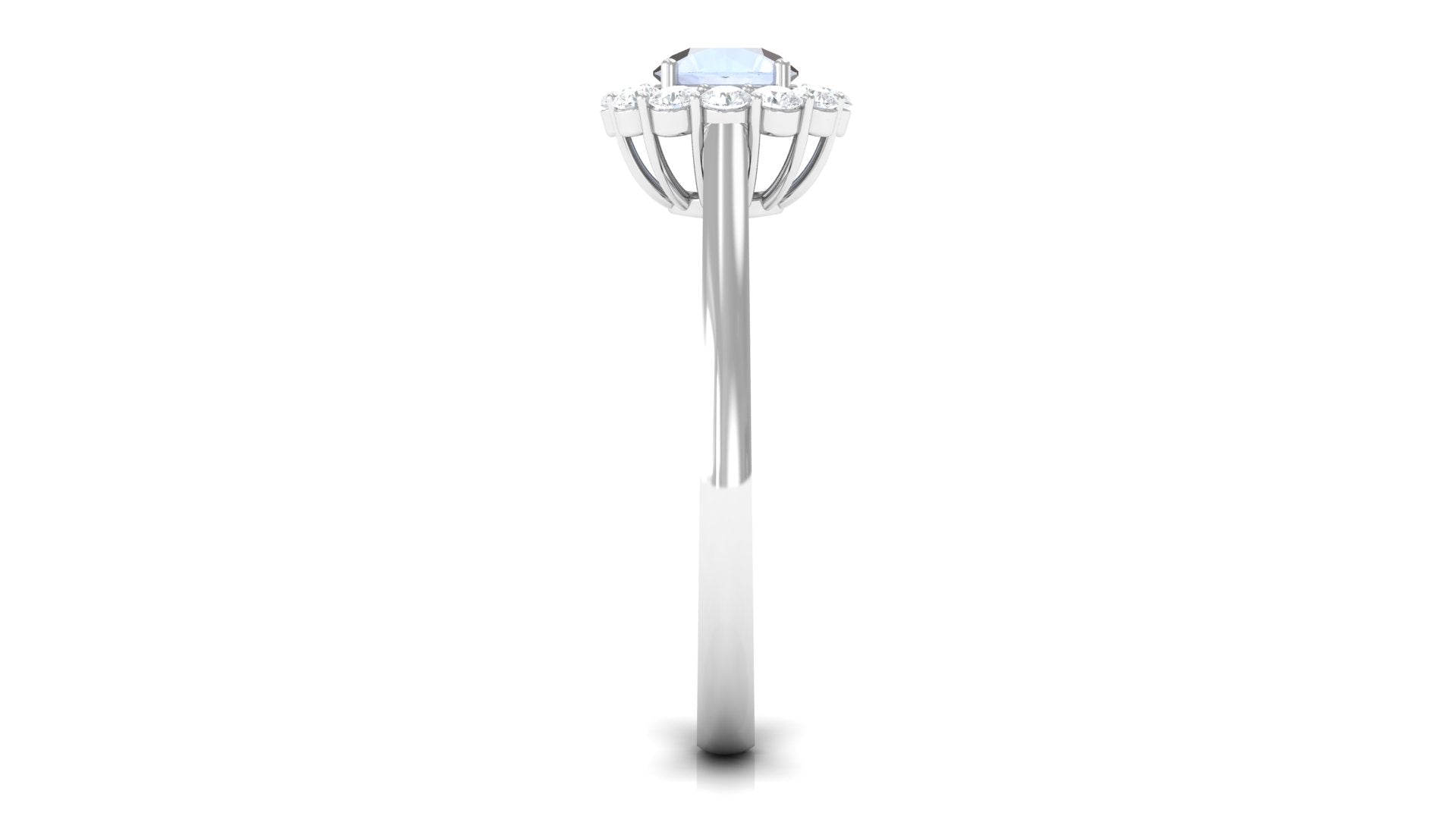 1 CT Moonstone and Diamond Floating Halo Engagement Ring Moonstone - ( AAA ) - Quality - Rosec Jewels