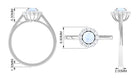 1 CT Moonstone and Diamond Floating Halo Engagement Ring Moonstone - ( AAA ) - Quality - Rosec Jewels