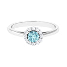 1 CT Aquamarine and Diamond Floating Halo Engagement Ring Aquamarine - ( AAA ) - Quality - Rosec Jewels