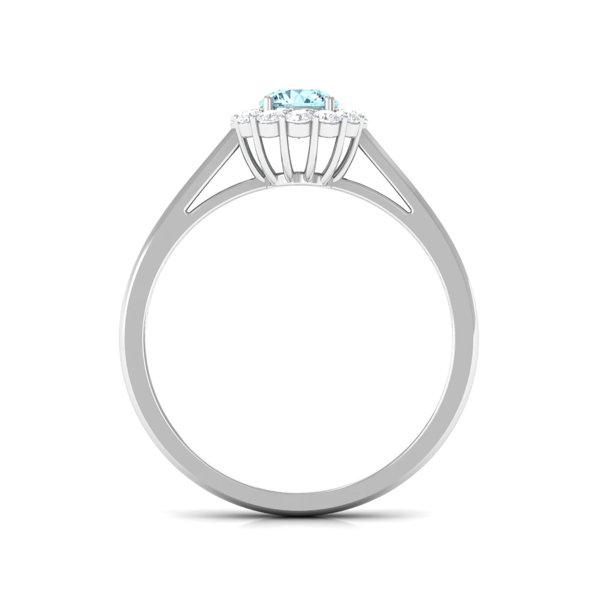 1 CT Aquamarine and Diamond Floating Halo Engagement Ring Aquamarine - ( AAA ) - Quality - Rosec Jewels