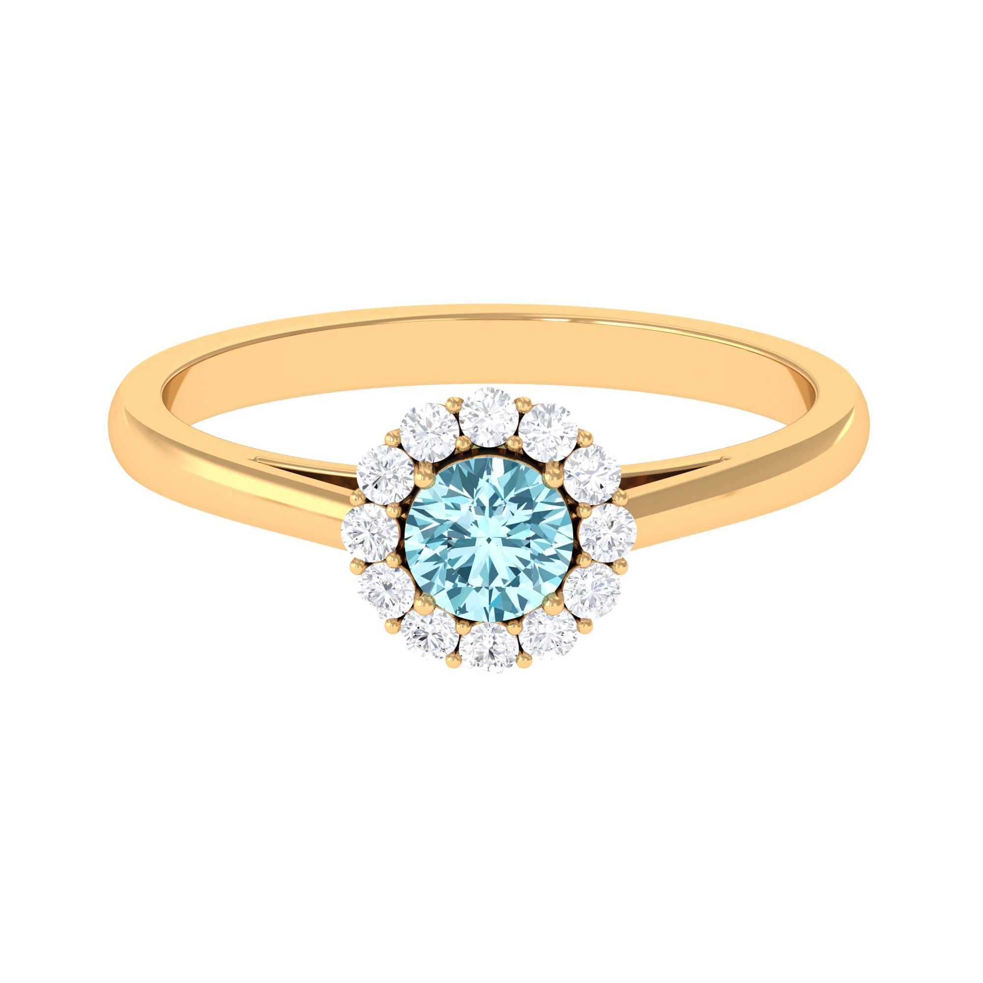 1 CT Aquamarine and Diamond Floating Halo Engagement Ring Aquamarine - ( AAA ) - Quality - Rosec Jewels