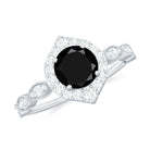 Vintage Style Black Diamond Engagement Ring with Moissanite Black Diamond - ( AAA ) - Quality - Rosec Jewels