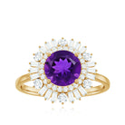 Amethyst and Moissanite Double Halo Cocktail Engagement Ring Amethyst - ( AAA ) - Quality - Rosec Jewels