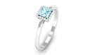 Princess Cut Aquamarine and Diamond Halo Engagement Ring Aquamarine - ( AAA ) - Quality - Rosec Jewels