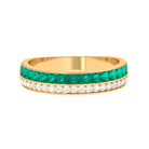 1 CT Natural Emerald and Diamond Half Eternity Ring Emerald - ( AAA ) - Quality - Rosec Jewels