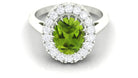 3.50 CT Vintage Claw Set Peridot Engagement Ring with Moissanite Halo Peridot - ( AAA ) - Quality - Rosec Jewels