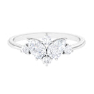 1.5 CT Pear and Round Moissanite Cluster Promise Ring Moissanite - ( D-VS1 ) - Color and Clarity - Rosec Jewels