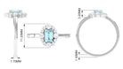 Octagon Aquamarine Engagement Ring with Diamond Halo Aquamarine - ( AAA ) - Quality - Rosec Jewels