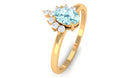 Aquamarine Designer Engagement Ring with Diamond Accent Aquamarine - ( AAA ) - Quality - Rosec Jewels