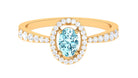 1 CT Aquamarine Engagement Ring with Diamond Halo Aquamarine - ( AAA ) - Quality - Rosec Jewels