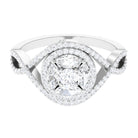 Criss Cross Zircon Cluster Engagement Ring Zircon - ( AAAA ) - Quality - Rosec Jewels