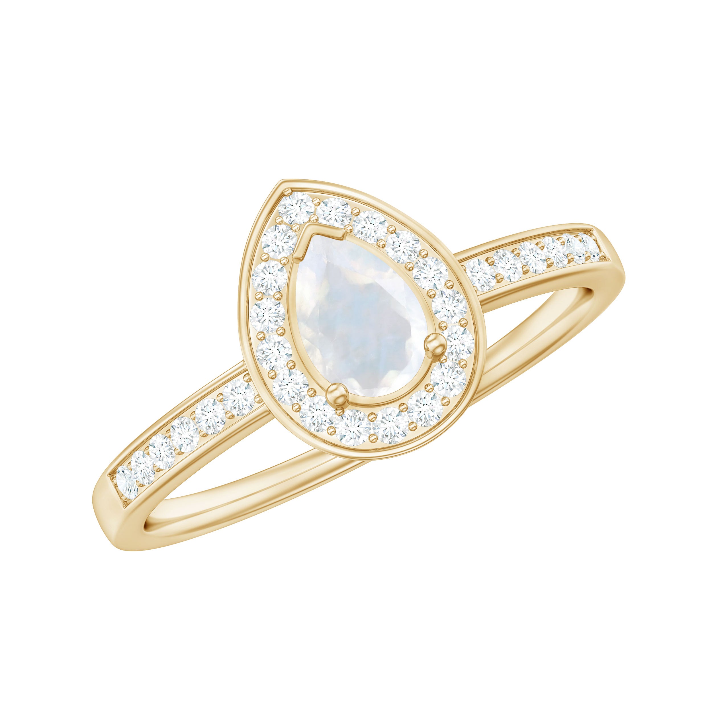 1.25 CT Classic Moonstone and Diamond Halo Engagement Ring Moonstone - ( AAA ) - Quality - Rosec Jewels