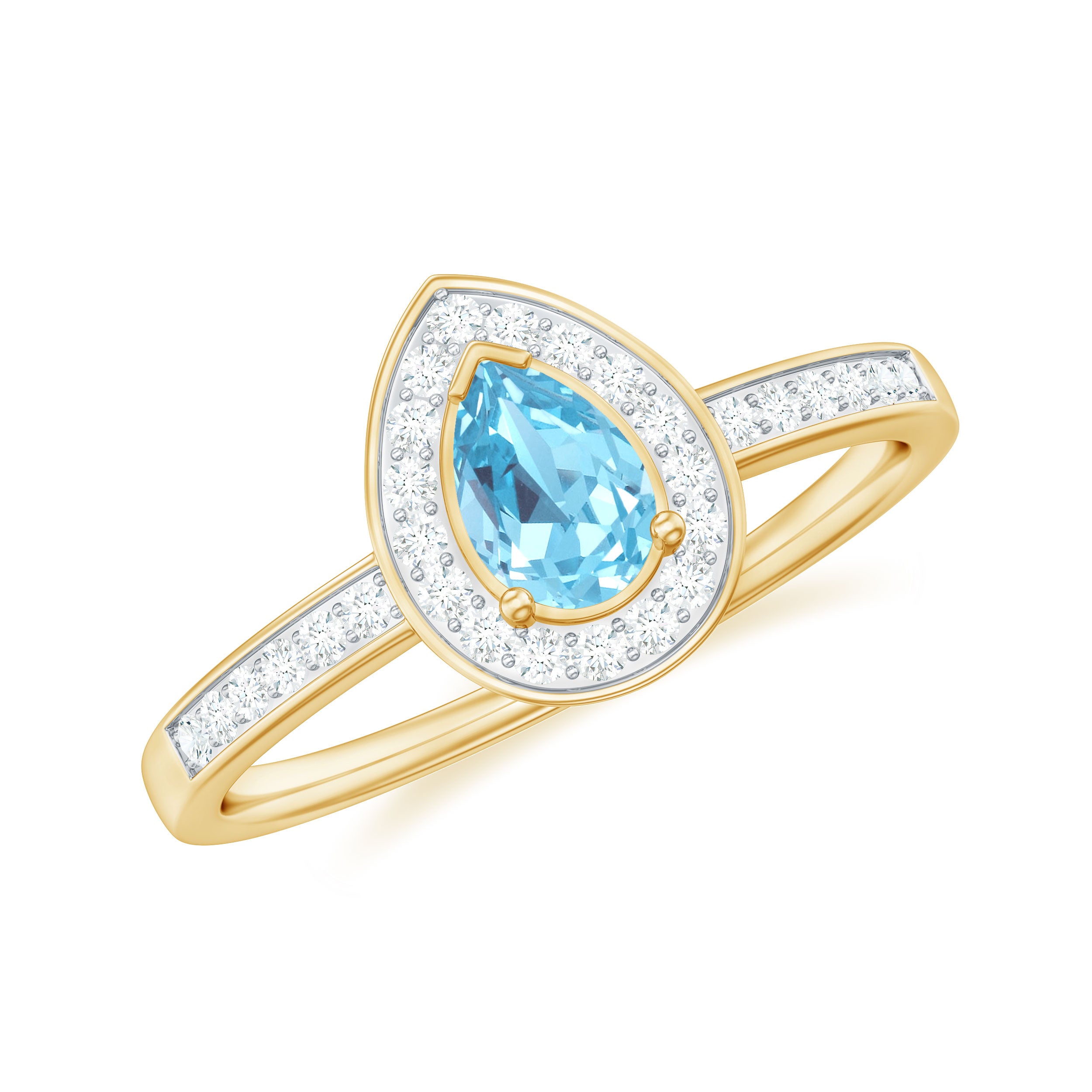 0.75 CT Classic Aquamarine and Diamond Engagement Ring Aquamarine - ( AAA ) - Quality - Rosec Jewels