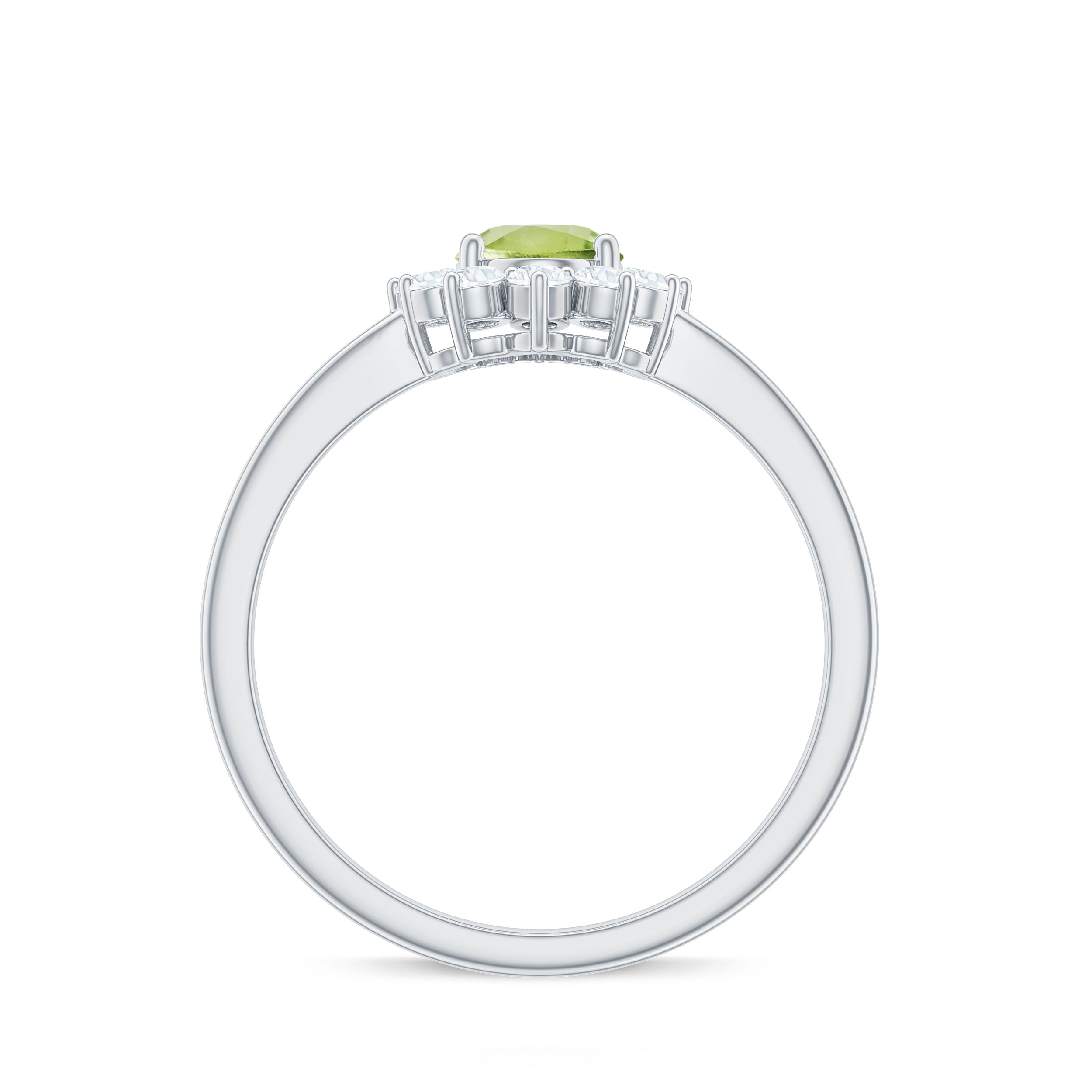 1 CT Princess Diana Inspired Peridot and Diamond Engagement Ring Peridot - ( AAA ) - Quality - Rosec Jewels