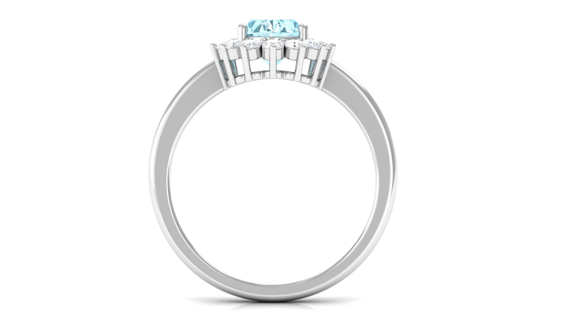 1.5 CT Princess Diana Inspired Aquamarine and Diamond Engagement Ring Aquamarine - ( AAA ) - Quality - Rosec Jewels