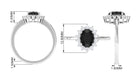 1 CT Princess Diana Inspired Oval Shape Black Spinel Engagement Ring Diamond Halo Black Spinel - ( AAA ) - Quality - Rosec Jewels