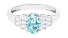 1.50 CT Aquamarine Solitaire Ring with Diamond Collar Aquamarine - ( AAA ) - Quality - Rosec Jewels