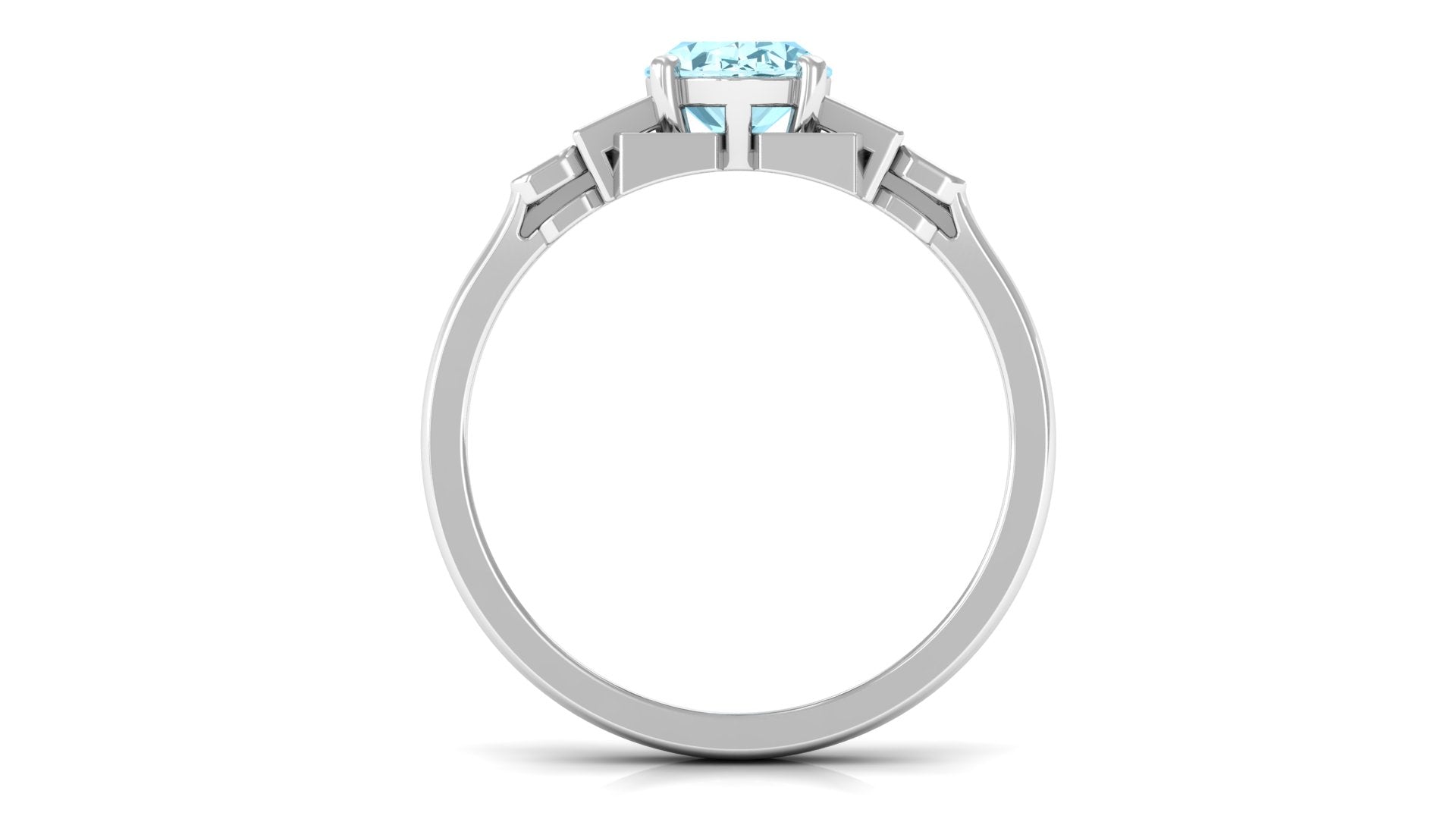 1.50 CT Aquamarine Solitaire Ring with Diamond Collar Aquamarine - ( AAA ) - Quality - Rosec Jewels