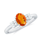 3/4 CT Natural Oval Cut Fire Opal Classic Engagement Ring with Diamond Fire Opal - ( AAA ) - Quality - Rosec Jewels