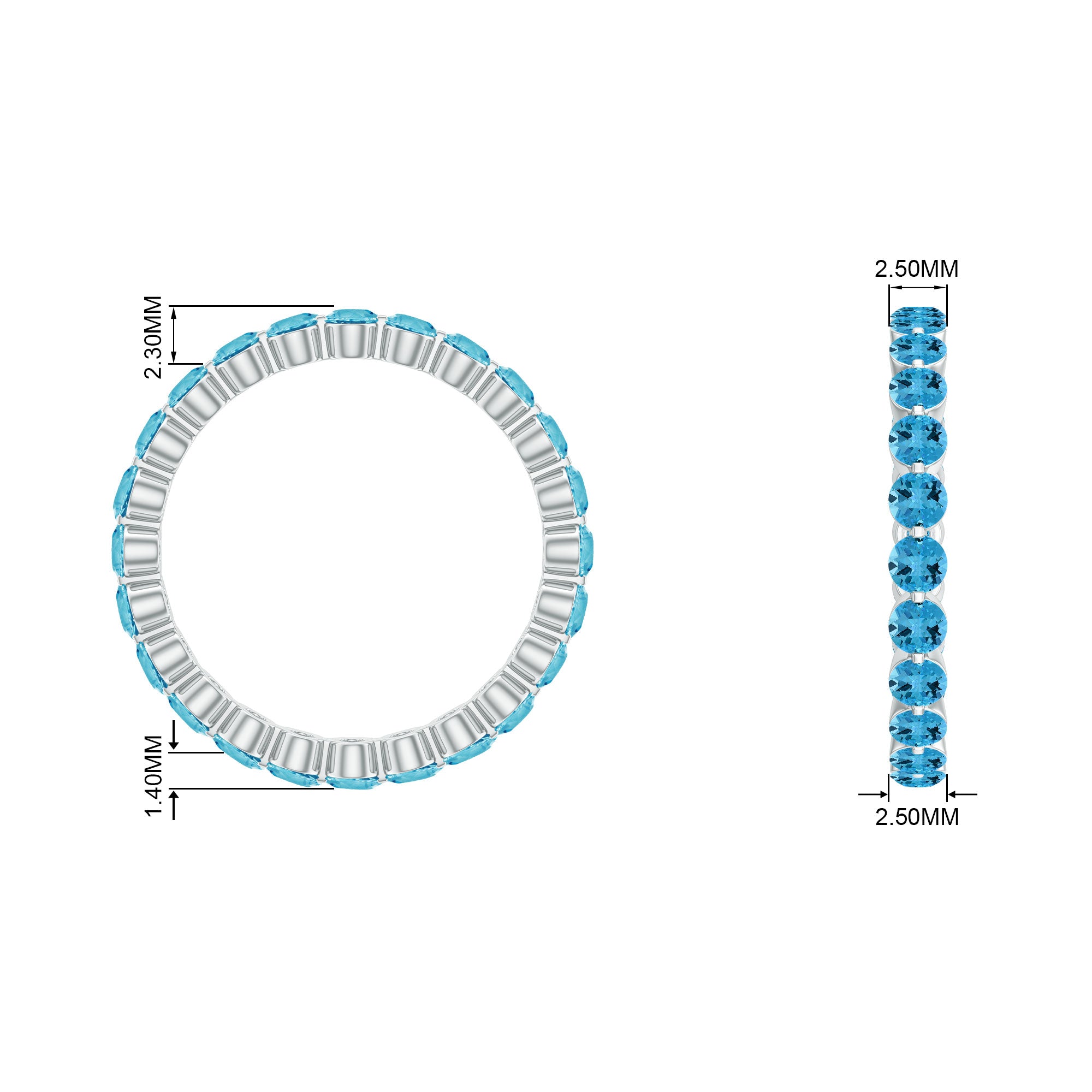 3.50 CT Swiss Blue Topaz Full Eternity Ring in Floating Setting Swiss Blue Topaz - ( AAA ) - Quality - Rosec Jewels