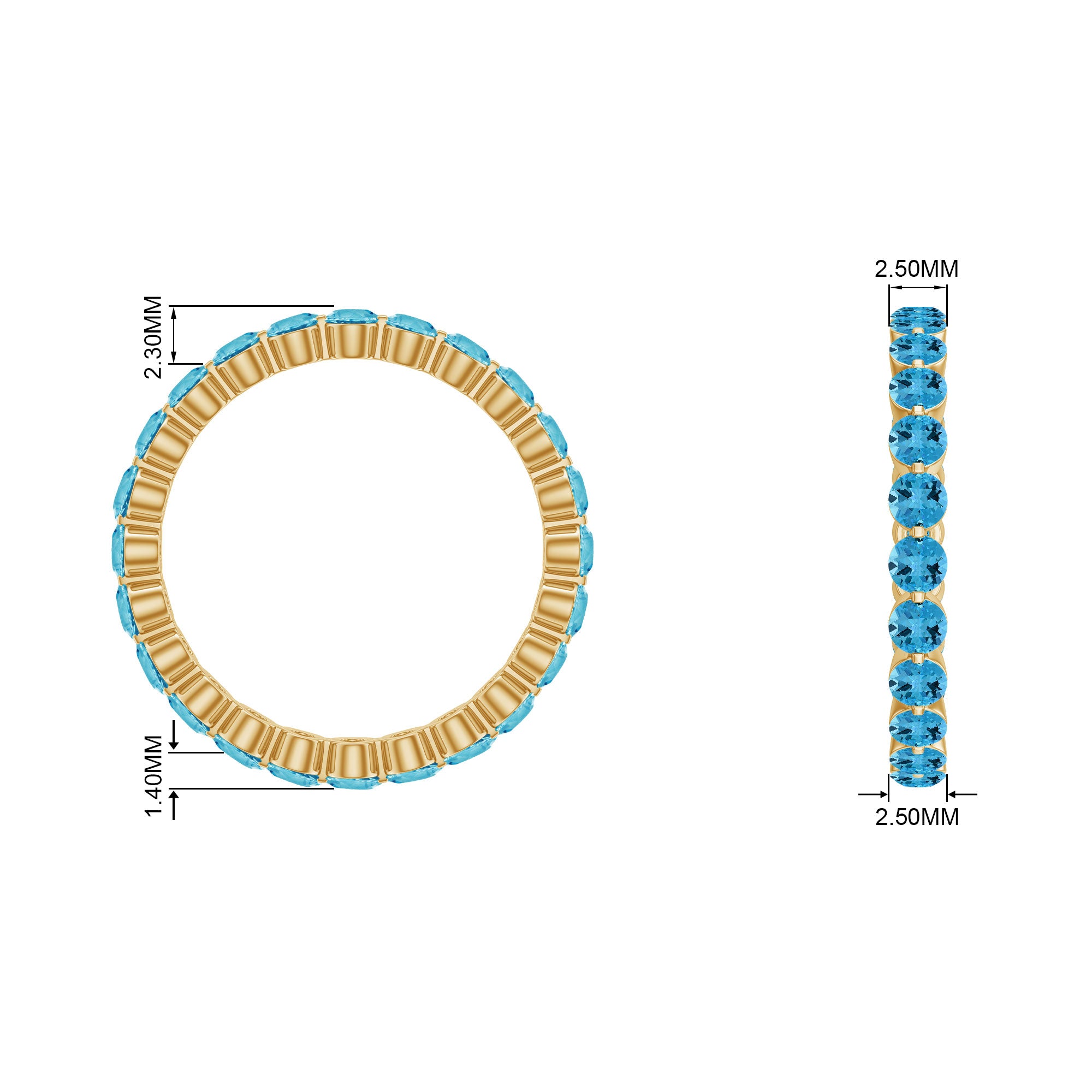 3.50 CT Swiss Blue Topaz Full Eternity Ring in Floating Setting Swiss Blue Topaz - ( AAA ) - Quality - Rosec Jewels