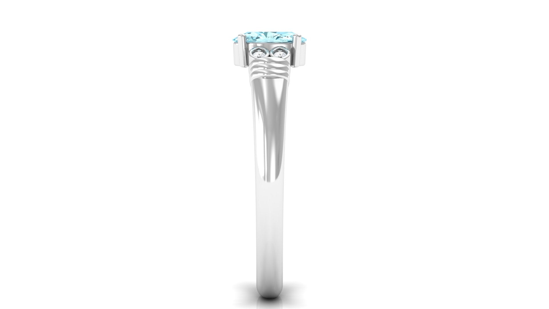 1/2 CT Oval Aquamarine Engagement Ring with Diamond Aquamarine - ( AAA ) - Quality - Rosec Jewels