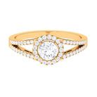 1 CT Split Shank Moissanite Engagement Ring in Gold Moissanite - ( D-VS1 ) - Color and Clarity - Rosec Jewels