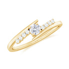 Round Cut Certified Moissanite Gold Bypass Promise Ring Moissanite - ( D-VS1 ) - Color and Clarity - Rosec Jewels