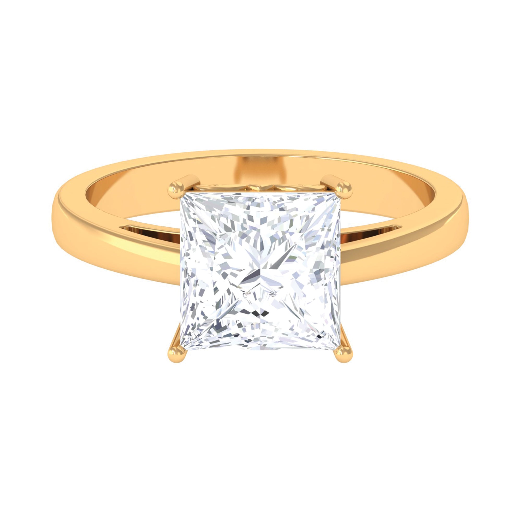 3.25 CT Moissanite Princess Cut Solitaire Band Ring Moissanite - ( D-VS1 ) - Color and Clarity - Rosec Jewels