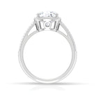 3.75 CT Cushion Cut Moissanite Solitaire Ring with Side Stones Moissanite - ( D-VS1 ) - Color and Clarity - Rosec Jewels